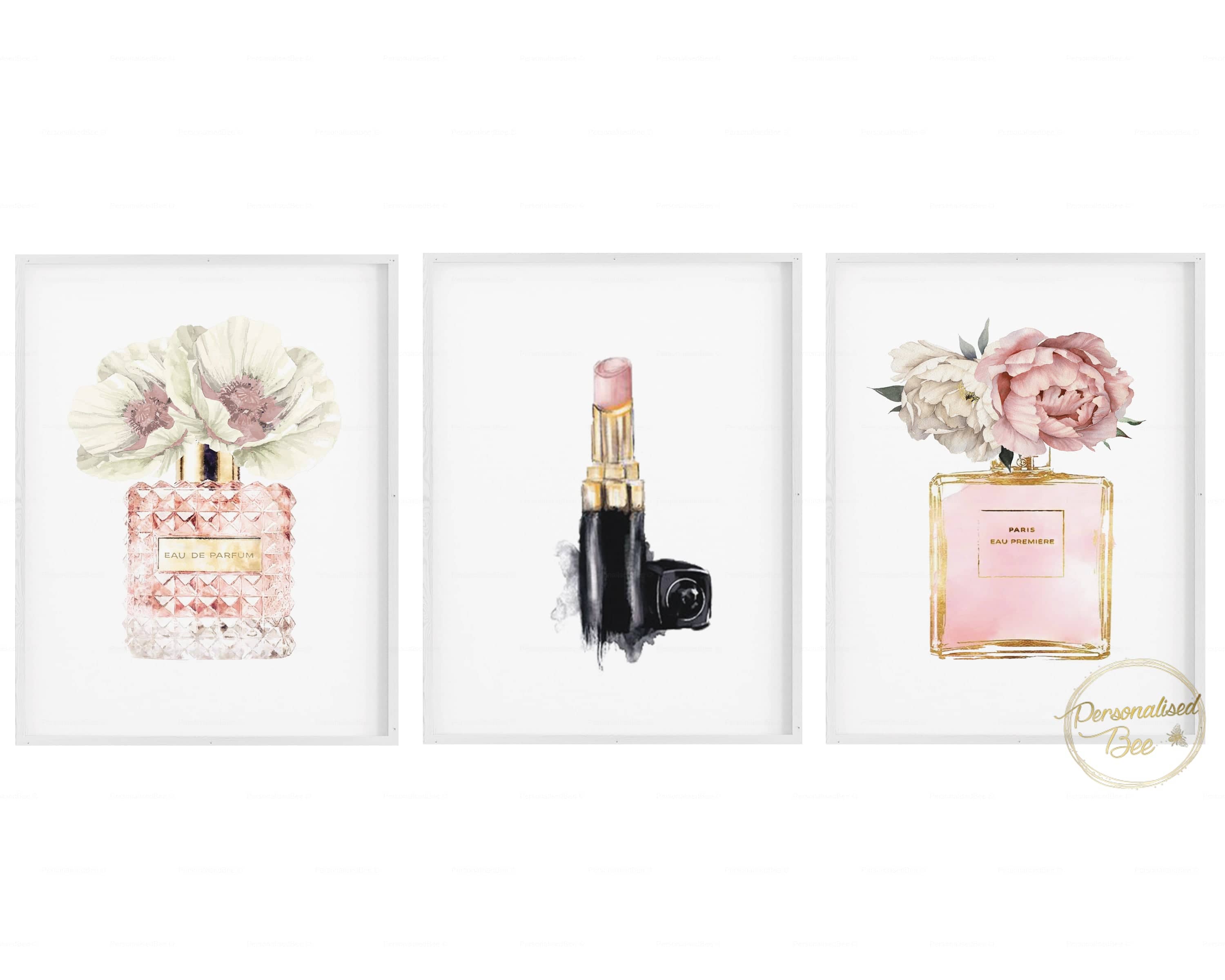 Set of 3 Wall Art Fashion Book Stack Perfume Wall Art Coco