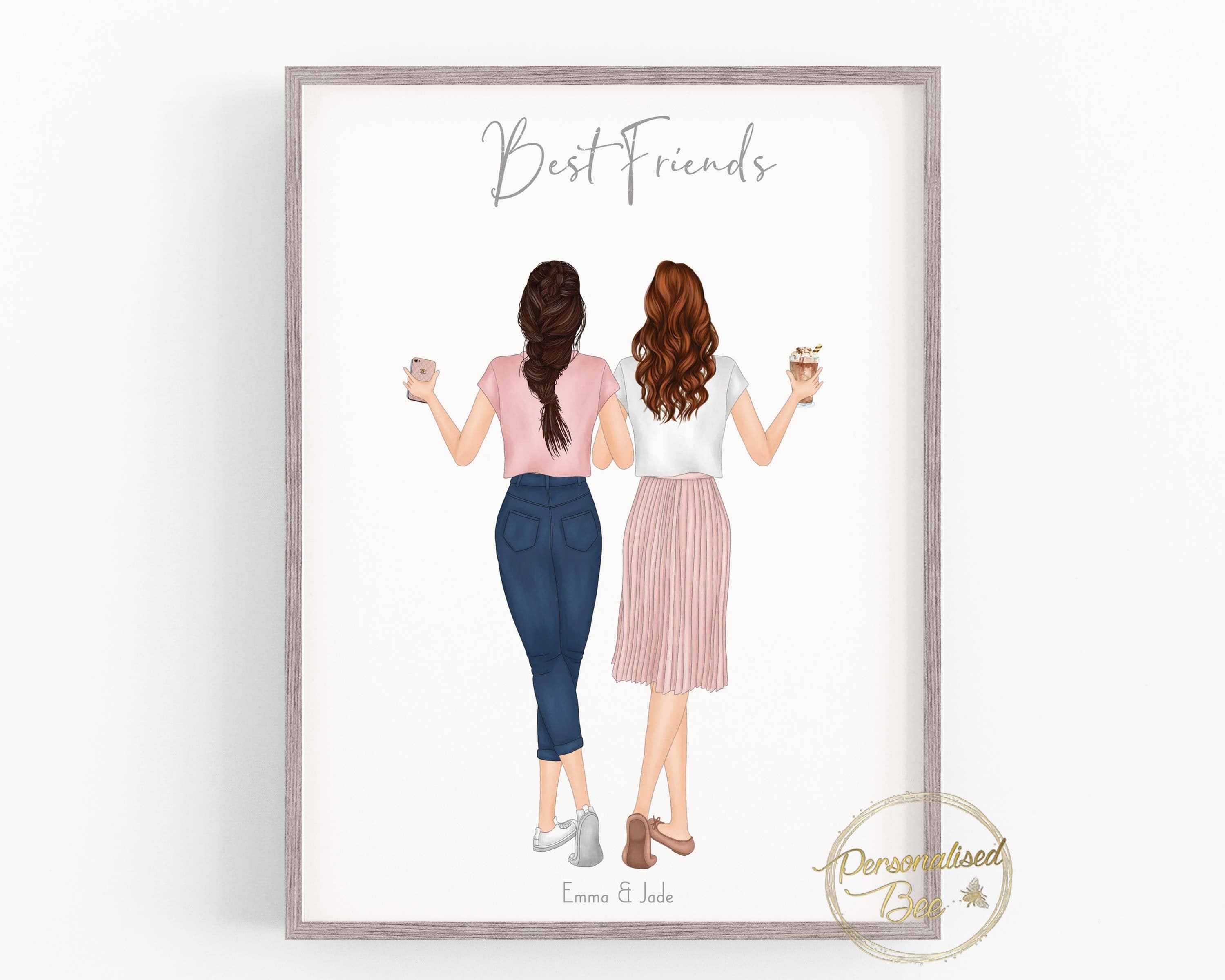 Portrait duo Best Friends Print – MarieandClaire Créations