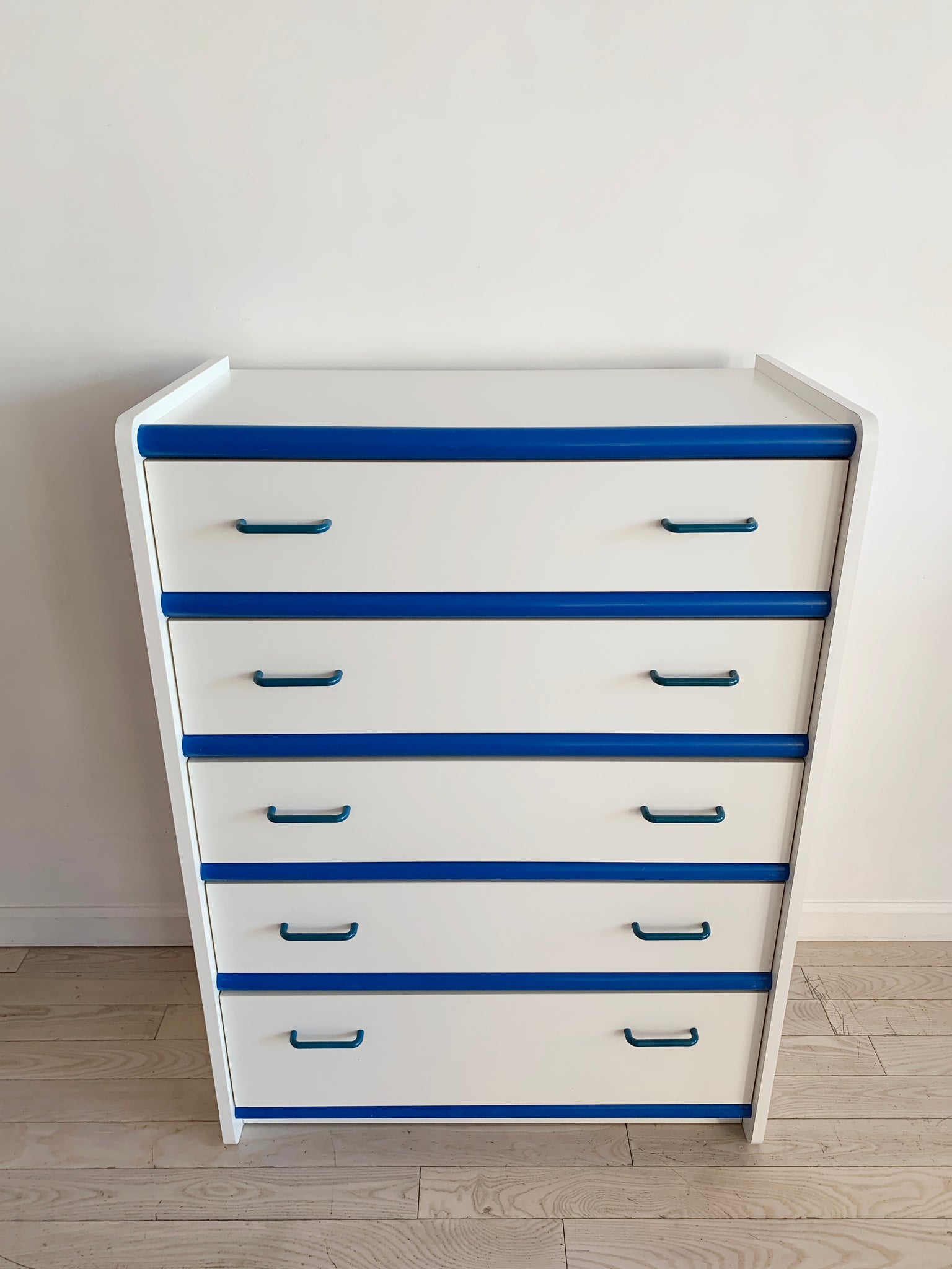 Fun Vintage White Blue Contrast Tallboy Dresser Home Union Nyc