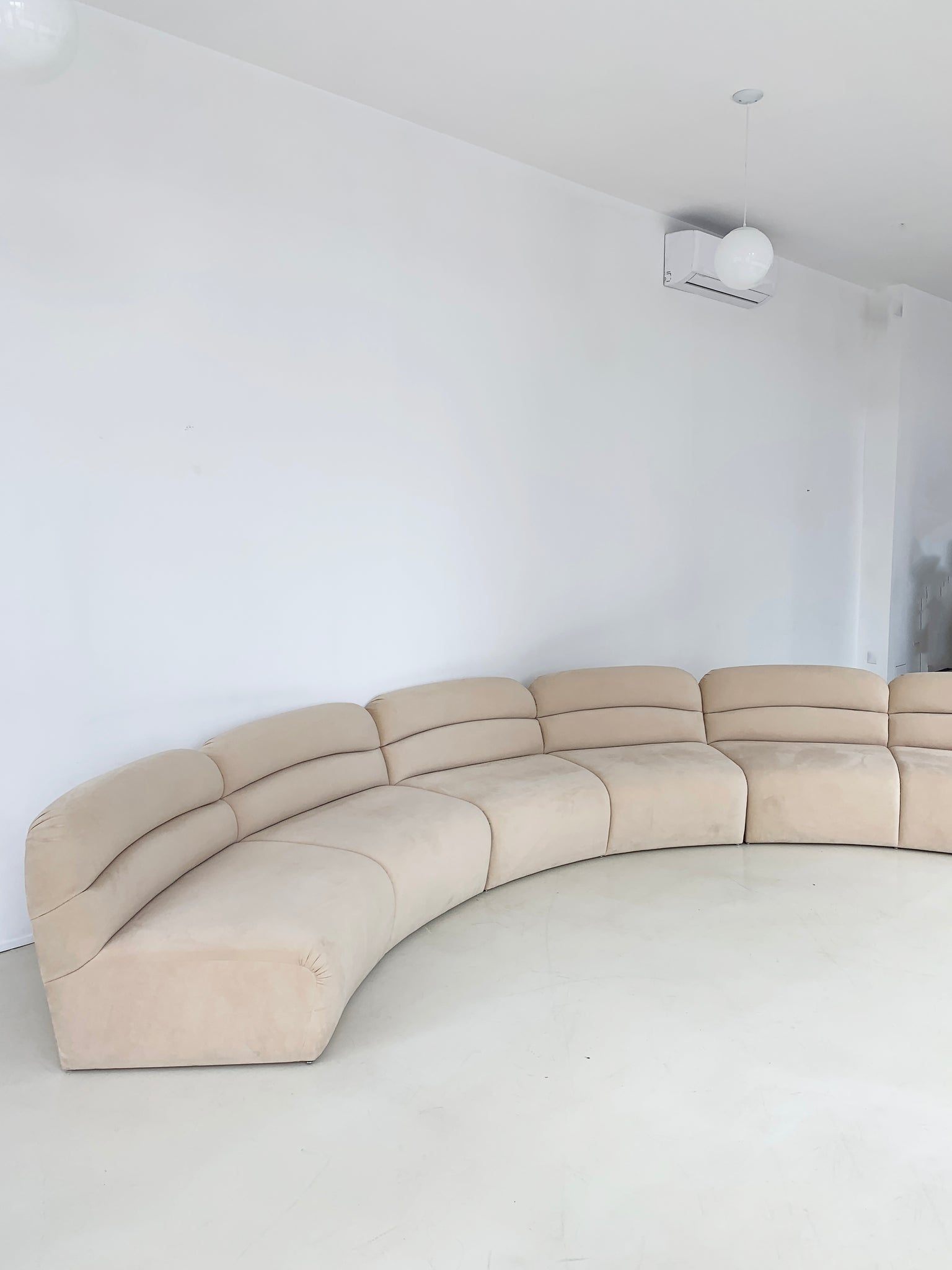 Vintage Ultra Suede Curved Sofa Section – Home Union NYC