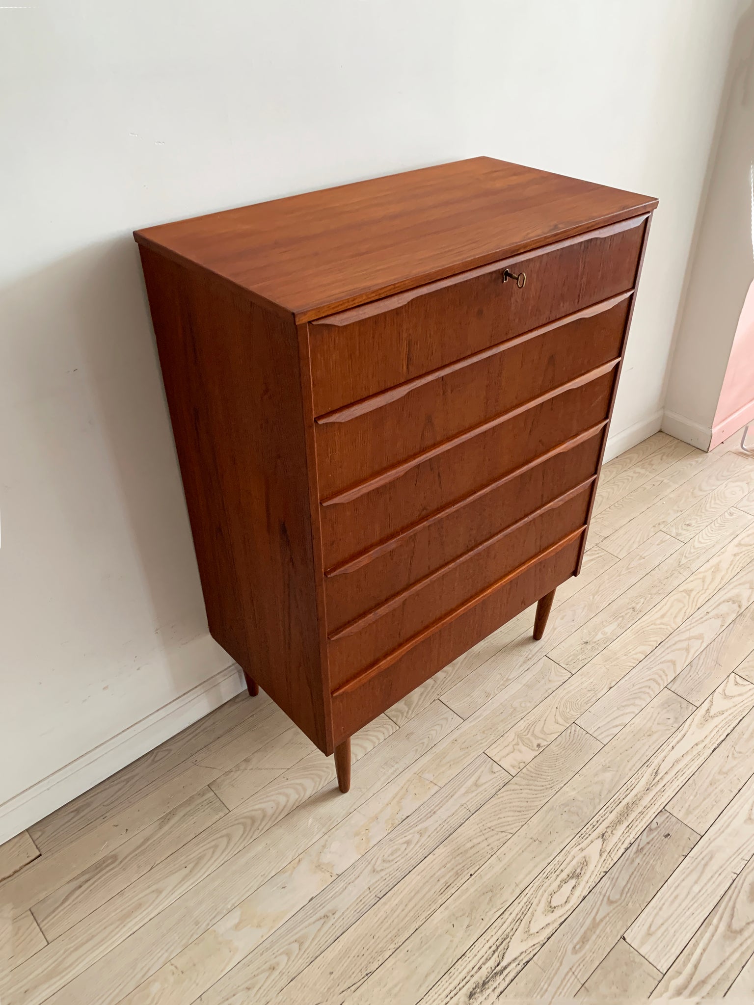 Mid Century Teak 6-Drawer Tallboy Dresser, Denmark 1960s – Home Union NYC