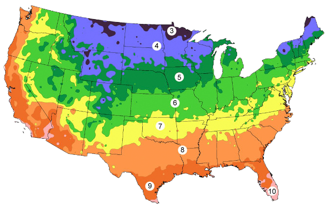 USDA Plant Hardiness Zone Map For Shipping Schedule