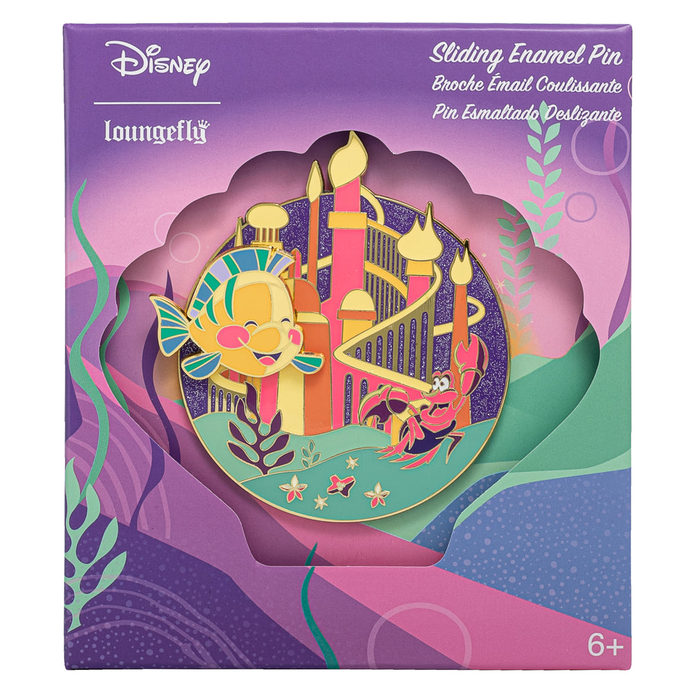 Disney The Little Mermaid Ariel Castle Collector Box Sliding Enamel Pin Front View in Box-zoom