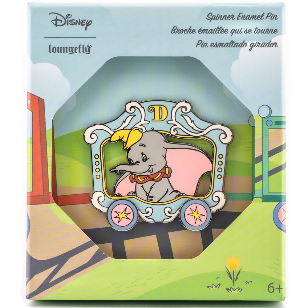 Disney Dumbo Circus Collector Box Spinning Enamel Pin Front View in Box-zoom