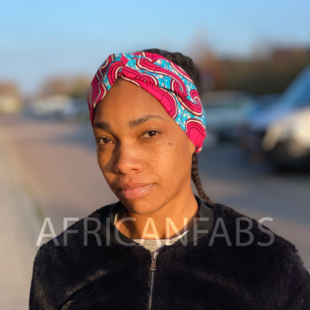 Slepen kas schandaal Haarband / Hoofdband in Afrikaanse print - Volwassenen - Blauw / Roze –  AfricanFabs.nl