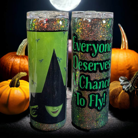 Crafted Wicked Halloween Tumbler made with Glitter, Epoxy & Decals