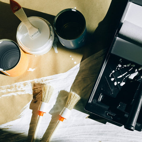 enamel paints in buckets