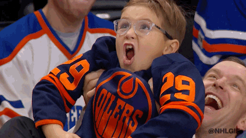 excited hockey fan