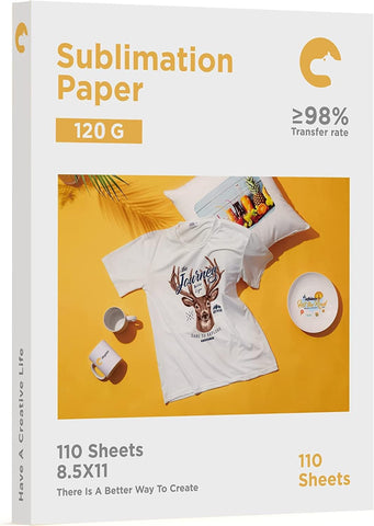 Printers Jack Sublimation Paper Heat Transfer Paper 100 Sheets 8.5 x 11 125 GSM for Any Epson Sawgrass Ricoh Inkjet Printer with Sublimation Ink for