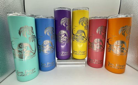 matching rainbow laser engraved tumblers