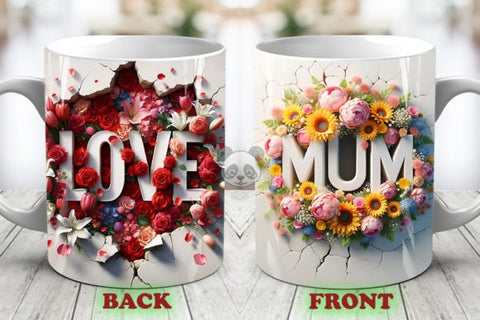 3d mother's day sublimation mug wrap design