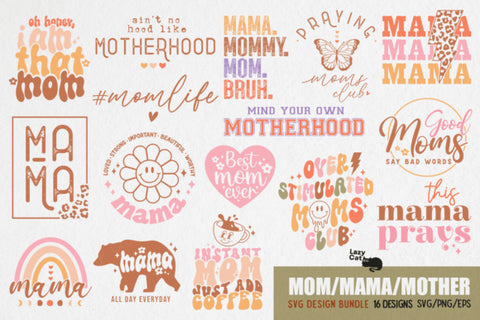 retro pastel mothers day sublimation designs