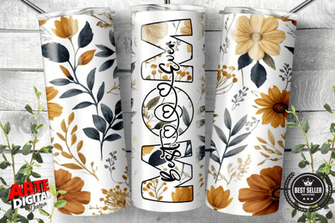 brown and black mother's day flowers tumbler design