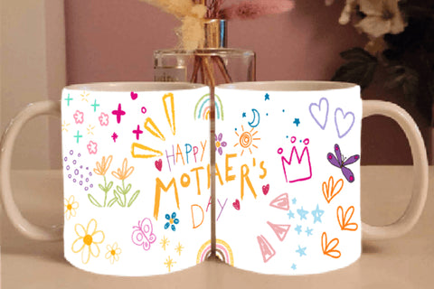 happy mother's day doodle mug design