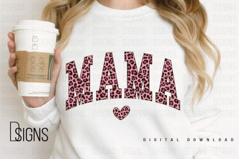 mama varsity leopard print text