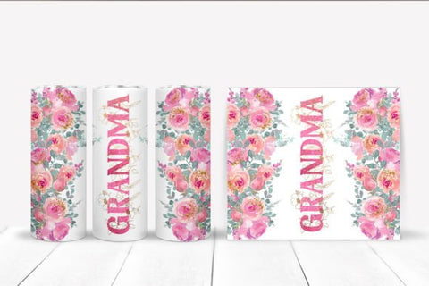 flowery bouquet pink mother's day tumbler wrap design