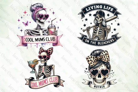 punk rock skull mom-themed designs
