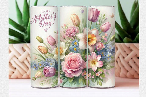 mother's day bouquet tumbler wrap design