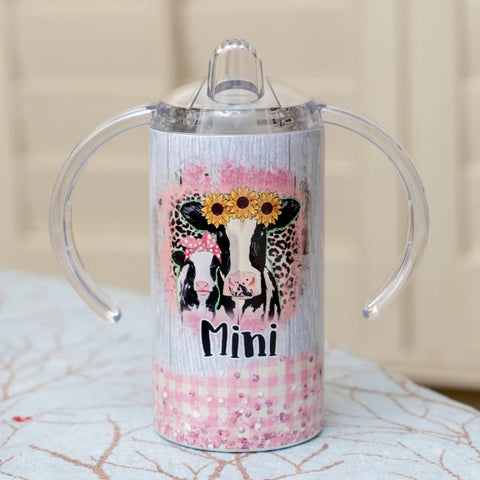 Cow theme sippy cup sublimation design