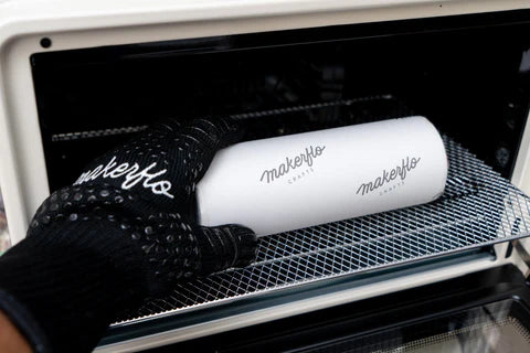 Putting a sublimation tumbler into the oven