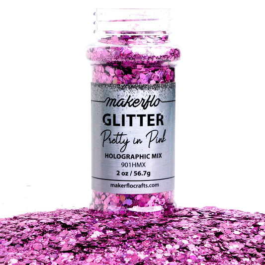 MakerFlo Holographic Shape Glitter Variety Set Pack of 33, 1 oz Each for DIY, Festival Decoration Crafts & Slime