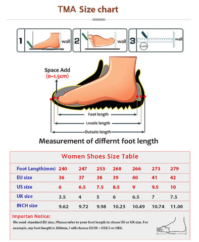 Mismatched Shoes | Size Chart