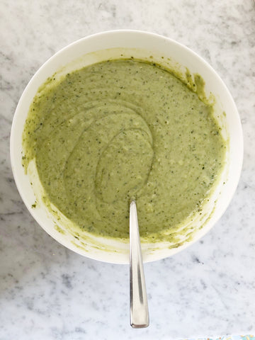 Pesto and béchamel sauce mix