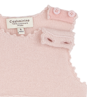 Baby Girl - 100% Cashmere Suspender Romper With Handmade Crochet Flowers