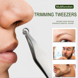 Universal Nose Hair Trimming Tweezers Stainless Steel Eyebrow Cut Manicure Facial Makeup Scissors