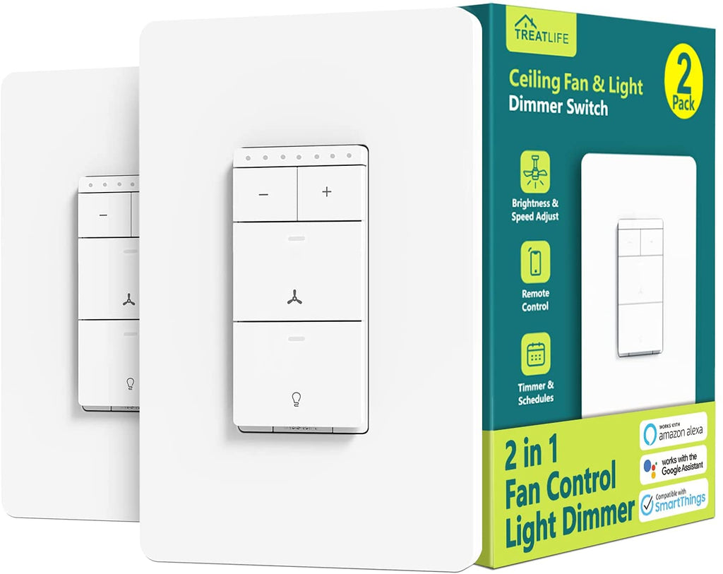 roman Competitief Verzorgen Treatlife 2 in 1 Smart Ceiling Fan Control and Dimmer Light Switch |  TREATLIFE