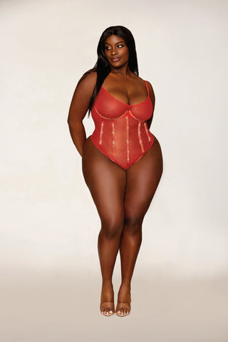 red rhinestone plus size lingerie