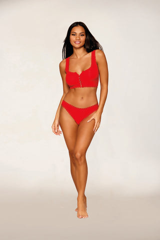 red cotton panty and bralette set