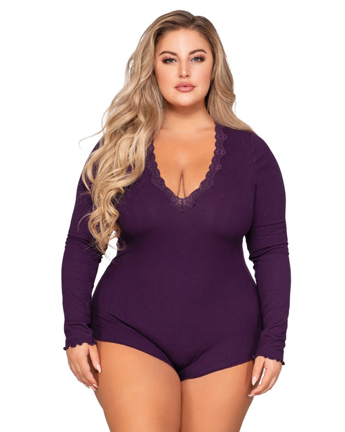 Dreamgirl Soft Rib-Knit Jersey Two-Piece Sleepwear Top and Shorts