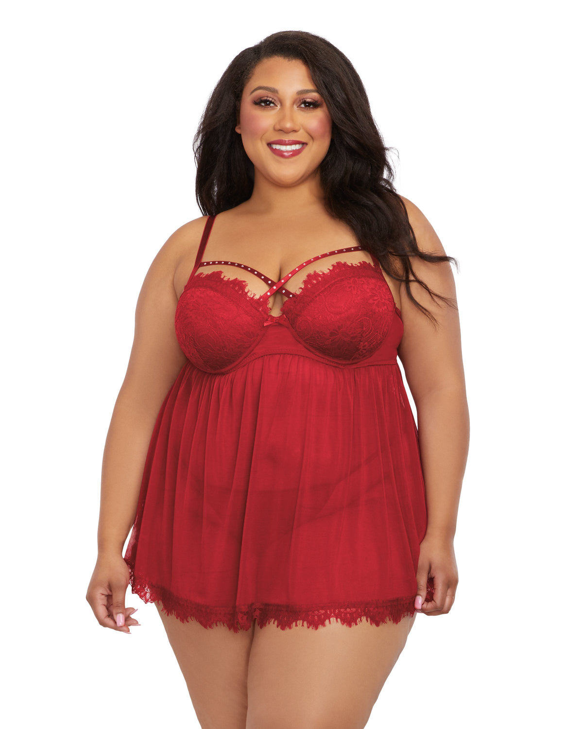 iCollection Roseanne Plus Size Babydoll - HauteFlair