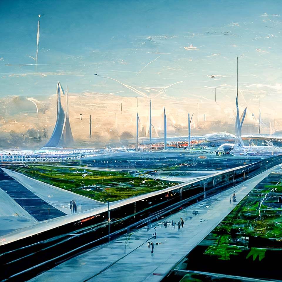 Airport of the future according to artificial intelligence