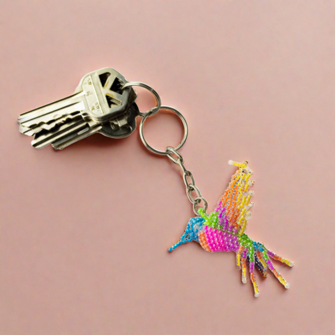 hummingbird beaded mexican handmade keychain