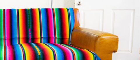 Guatemalan striped blanket handmade fair trade colorful