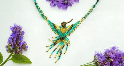 hummingbird bead necklace handmade in guatemala