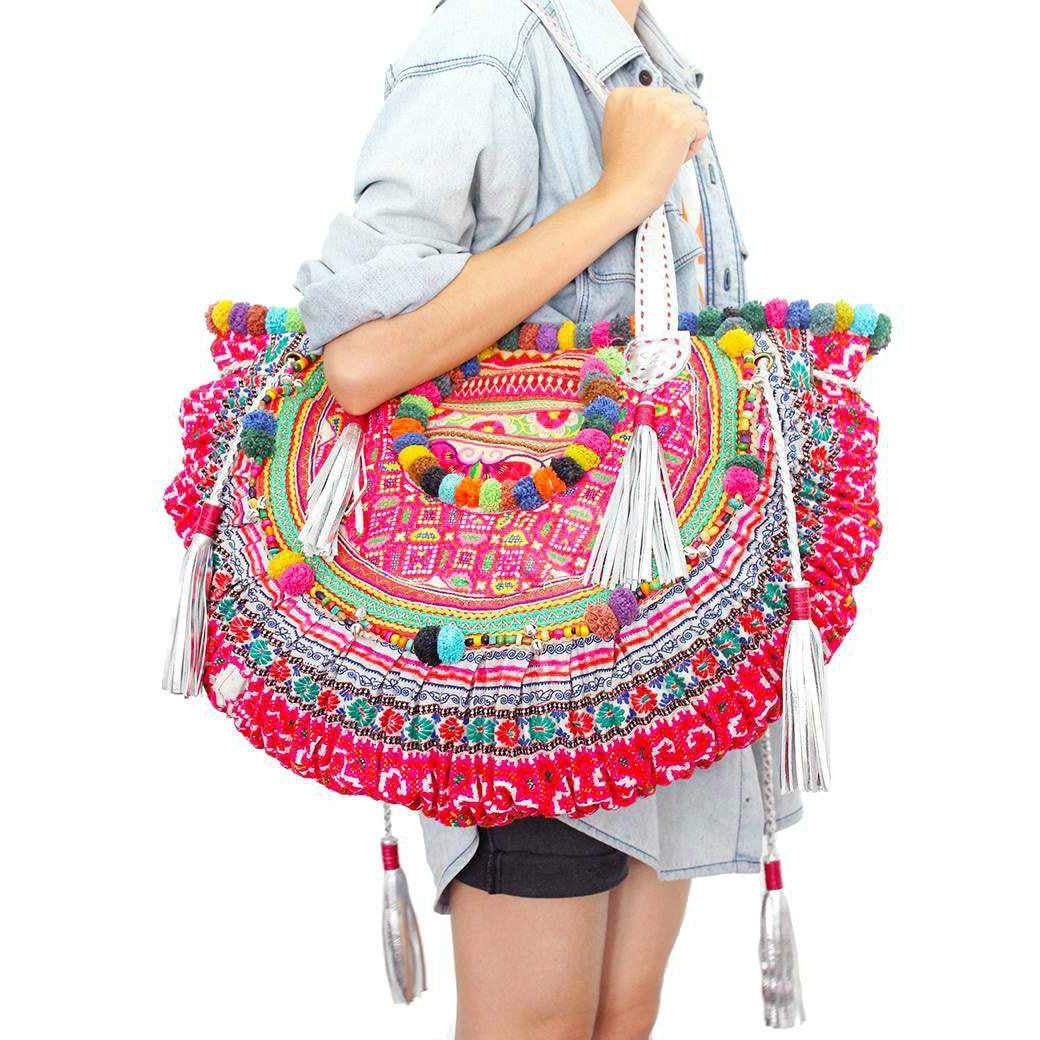 Colorful Vintage Half Moon Boho Bag Handmade In Thailand, Handmade By  Offbeat Boutique