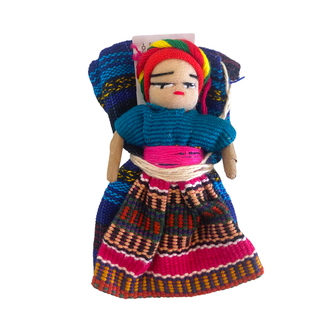 Woven Worry Doll Multicolor Pouch - Guatemala