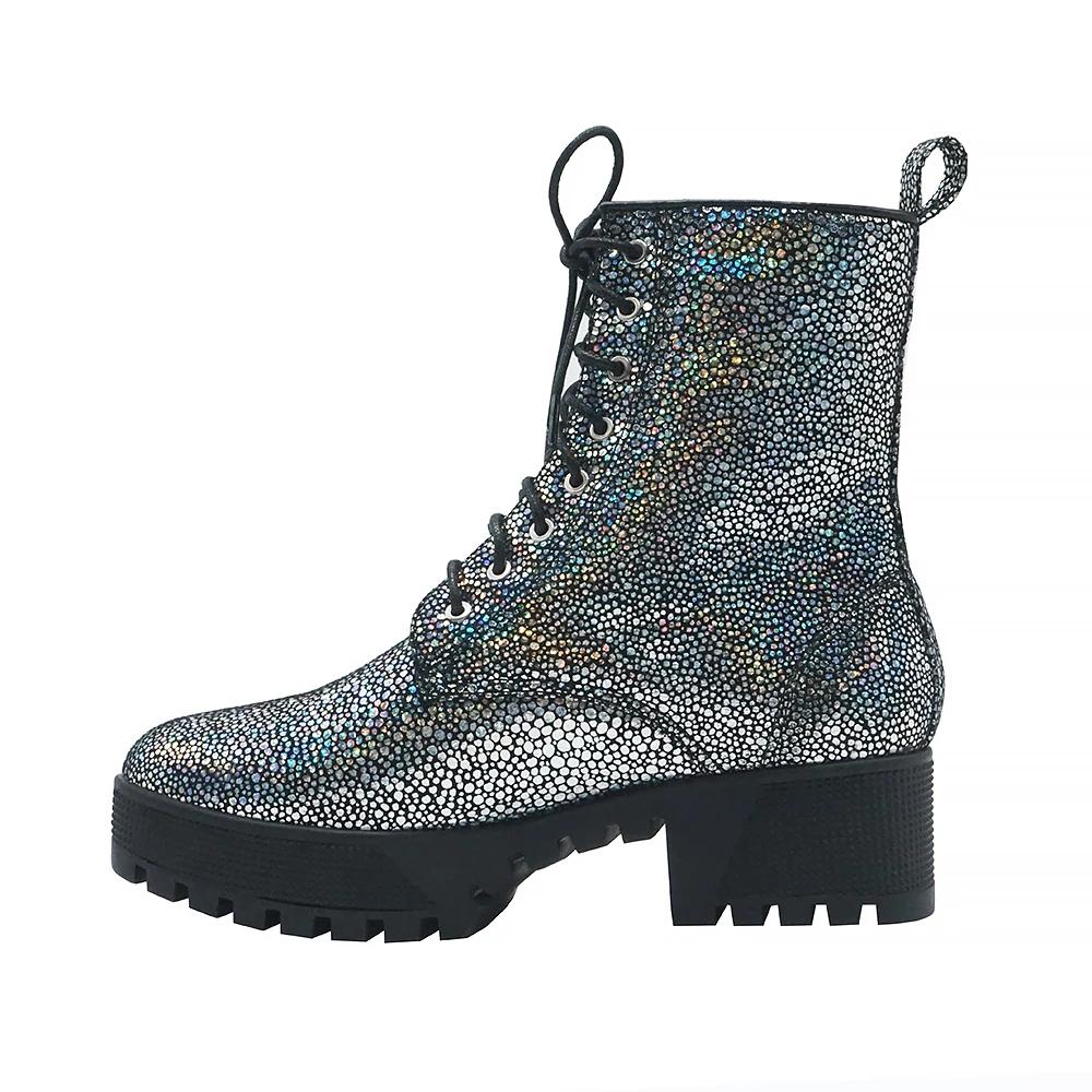 glitter combat boots