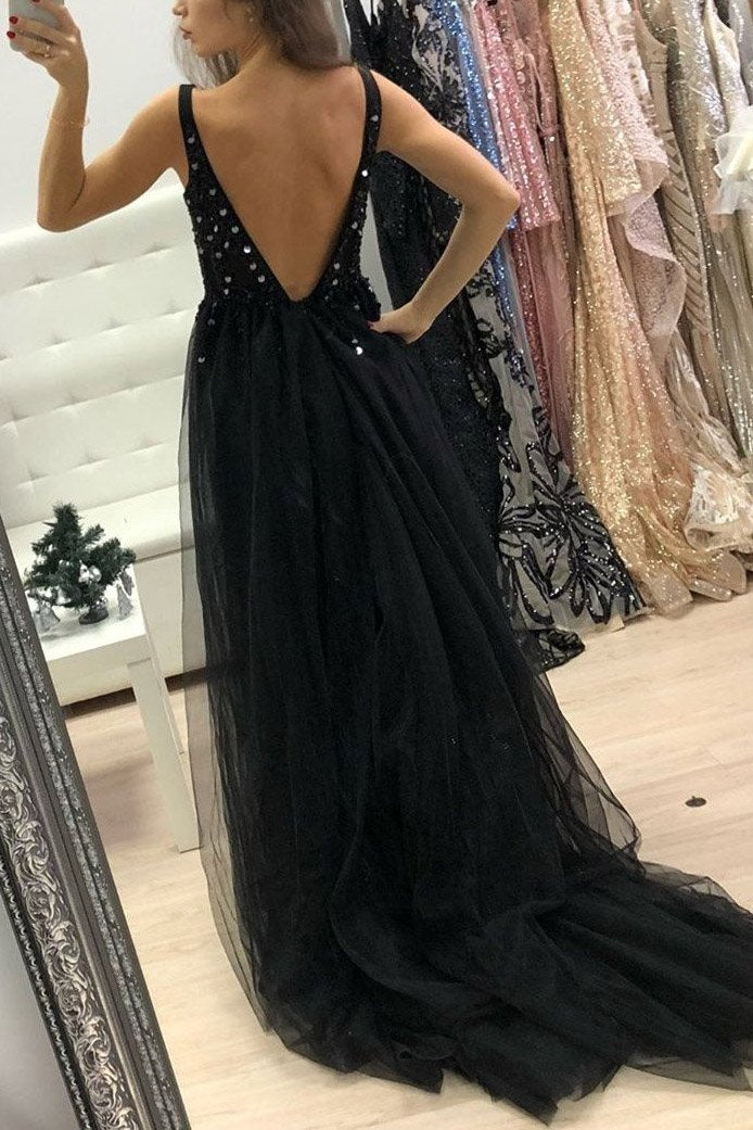 Black Prom Dresses with Slit, Evening Dress ,Winter Formal Dress, Page ...