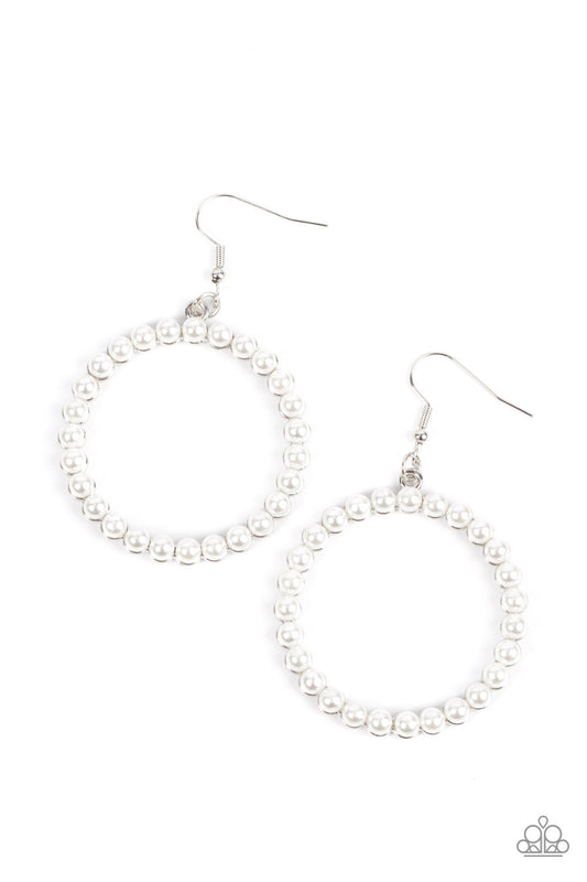 Incredibly Iconic - White - Silver Earrings - Paparazzi Accessories