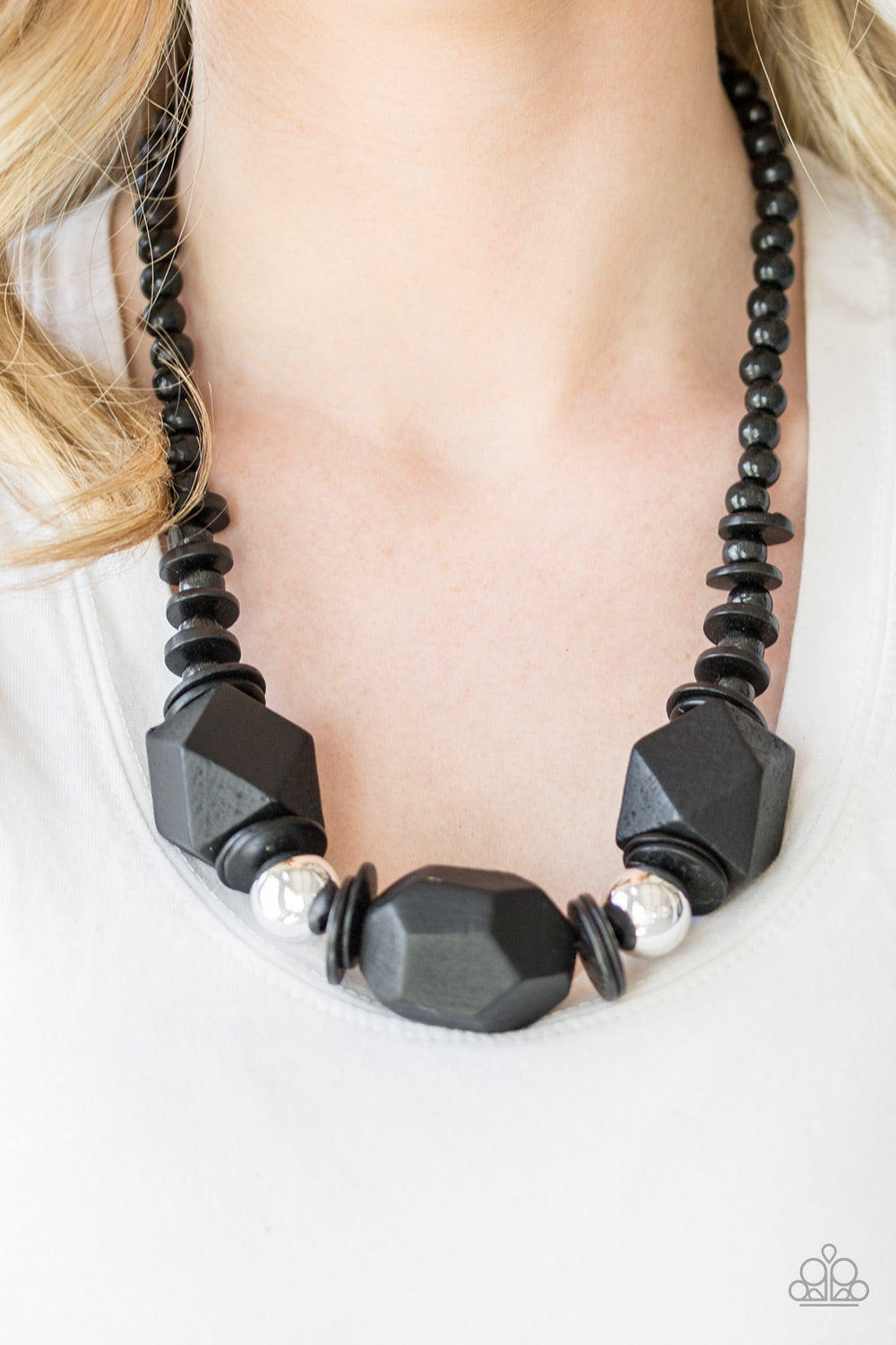 paparazzi black wood necklace