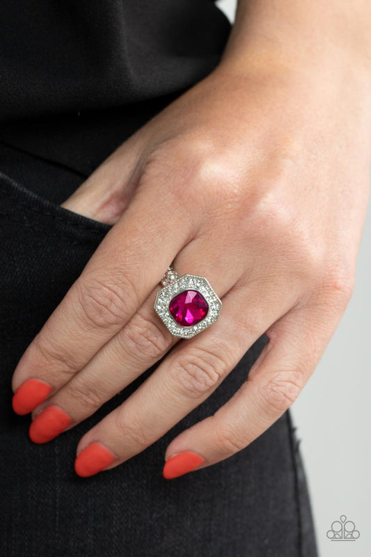 Layer On The Luster - Pink and Silver Ring - Paparazzi Accessories