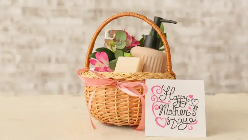 cleaning gift basket with handwritten card on mother's day-inselife.com