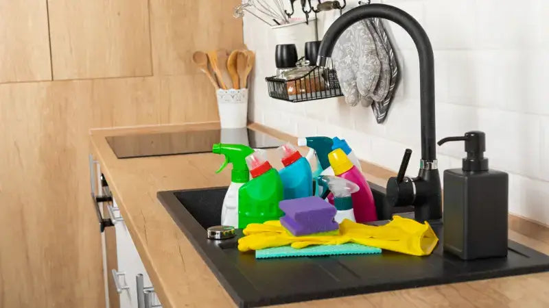 prepare the cleaning supplies before clean kitchen-inselife.com