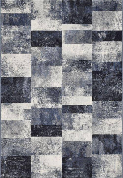 Blauw Grijs Vloerkleed Laagpolig Dekan 4477, 133x195