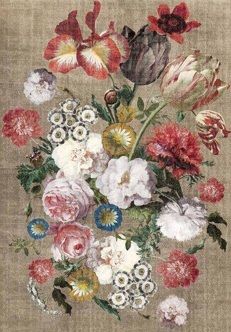 Bloemen Vloerkleed Flowerboost Beige, 160 x230