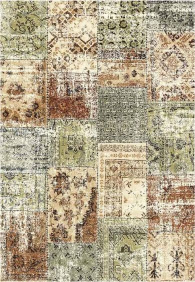 Vintage vloerkleed groen bruin - Amata 5772, 160x230